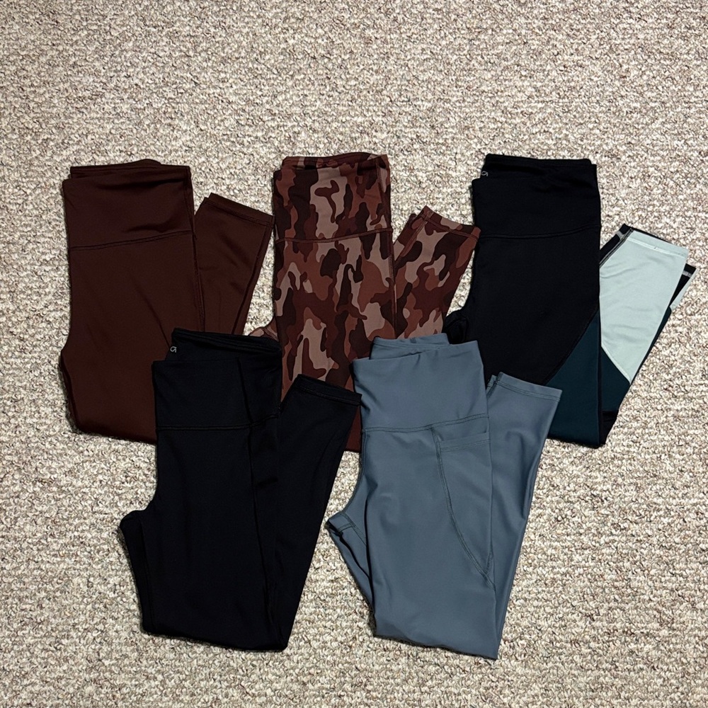 Set of five size medium leggings